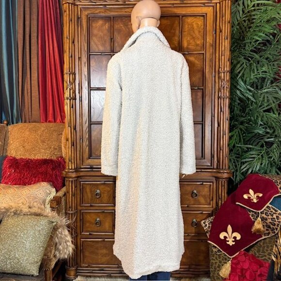 G by Giuliana Black Label Pale Gray Faux Shearling Teddy Double Breast Long Coat - Picture 3 of 15